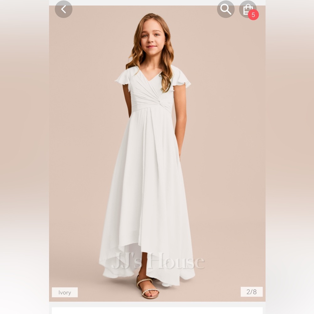 JJs House Elegant Ivory Formal Bridesmaid Flower girl Dress